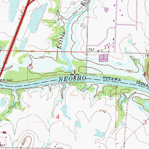 Topographic Map of Little Elm Creek, OK
