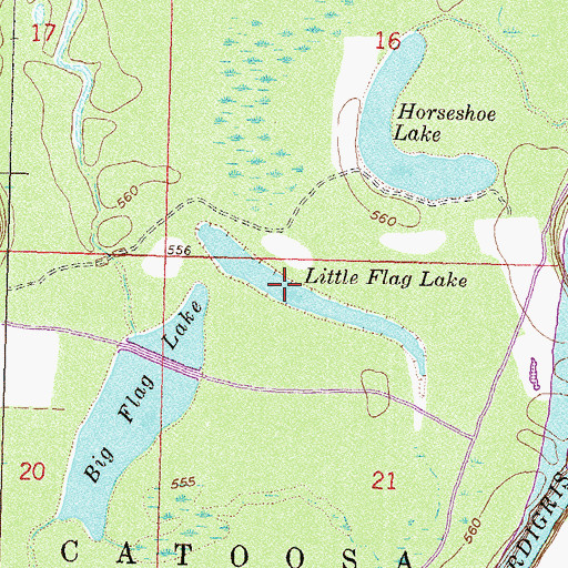 Topographic Map of Little Flag Lake, OK