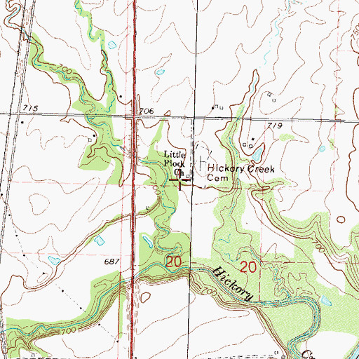 Topographic Map of Little Flock Church, OK