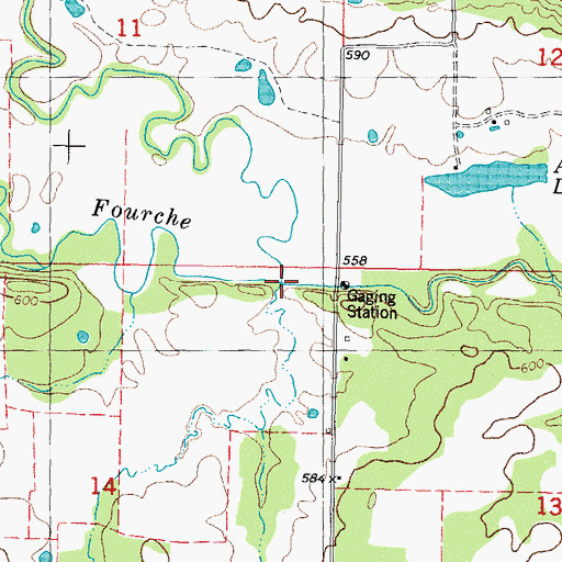 Topographic Map of Little Fourche Maline, OK