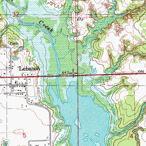 Topographic Map of Little Hauani Creek, OK