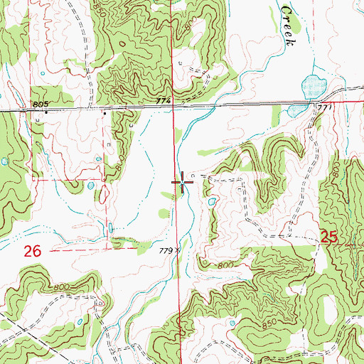 Topographic Map of Little Hilliby Creek, OK