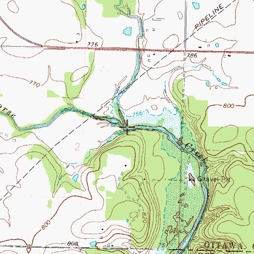 Topographic Map of Little Horse Creek, OK
