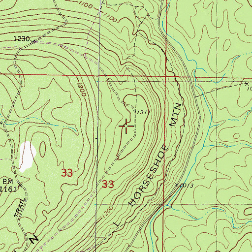 Topographic Map of Little Horseshoe Mountain, OK