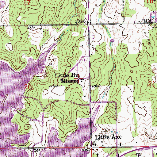 Topographic Map of Little Jim Mission, OK
