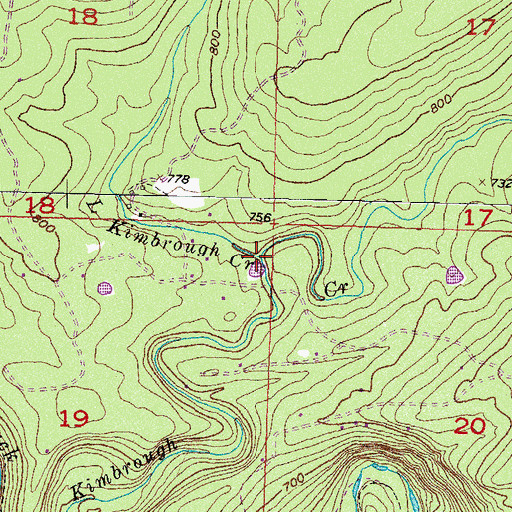 Topographic Map of Little Kimbrough Creek, OK