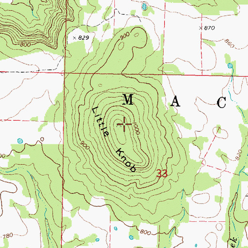 Topographic Map of Little Knob, OK