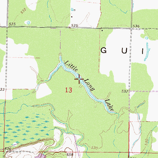 Topographic Map of Little Long Lake, OK