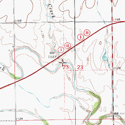 Topographic Map of Little Otter Creek, OK