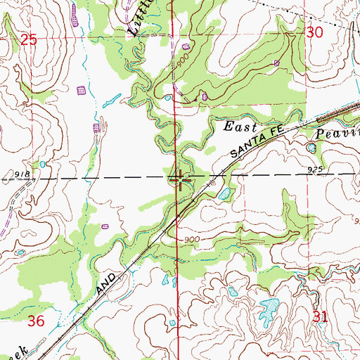 Topographic Map of Little Peavine Creek, OK
