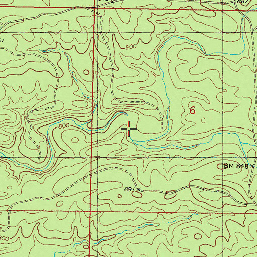 Topographic Map of Little Pine Creek, OK