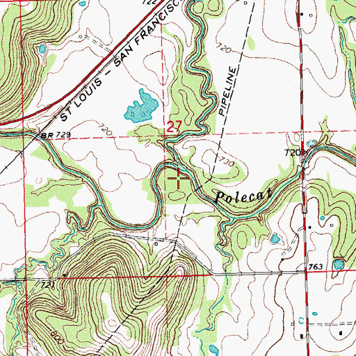 Topographic Map of Little Polecat Creek, OK