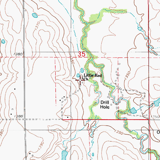 Topographic Map of Little Red Church, OK