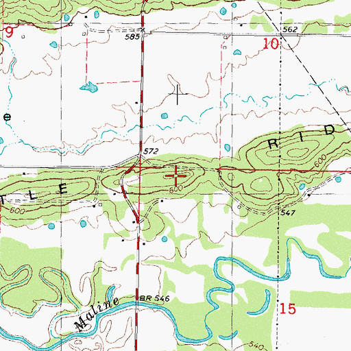 Topographic Map of Little Ridge, OK