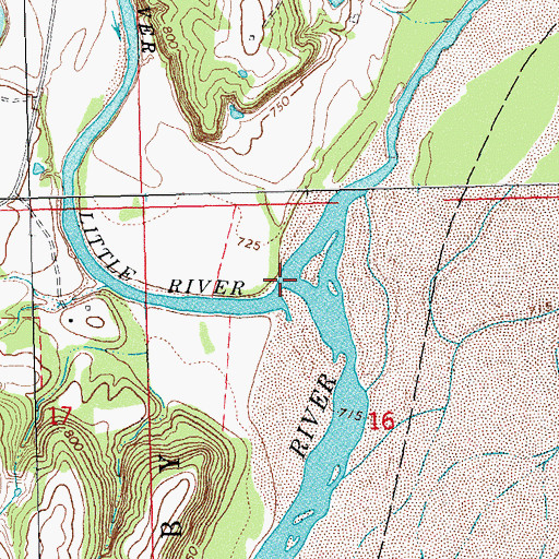 Topographic Map of Little River, OK