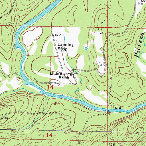 Topographic Map of Little River Ranch, OK