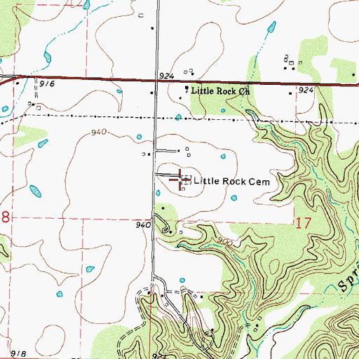 Topographic Map of Little Rock Cemetery, OK