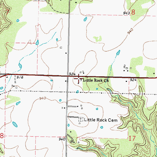 Topographic Map of Little Rock Church, OK