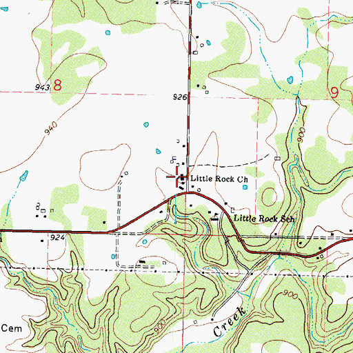 Topographic Map of Little Rock Church, OK