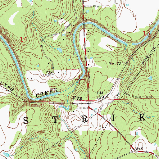 Topographic Map of Little Rock Creek, OK