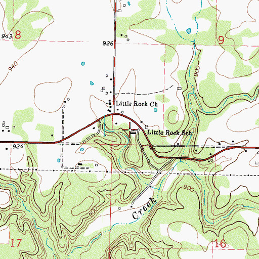 Topographic Map of Little Rock School, OK