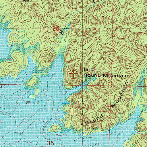 Topographic Map of Little Round Mountain, OK