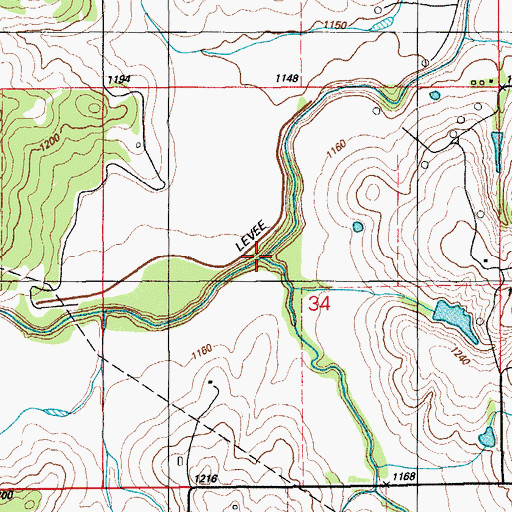 Topographic Map of Little Rush Creek, OK