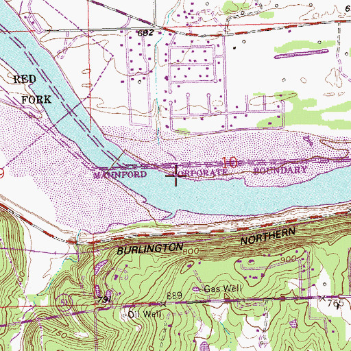 Topographic Map of Little Sand Creek, OK