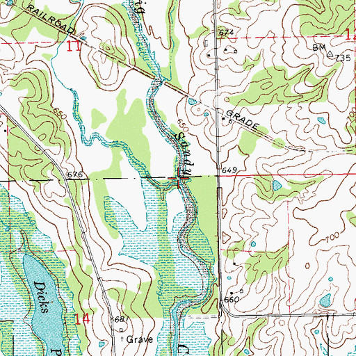 Topographic Map of Little Sandy Creek, OK