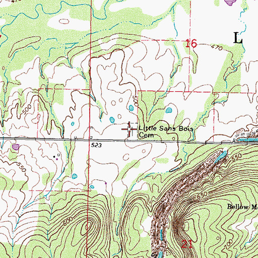 Topographic Map of Little Sans Bois Cemetery, OK