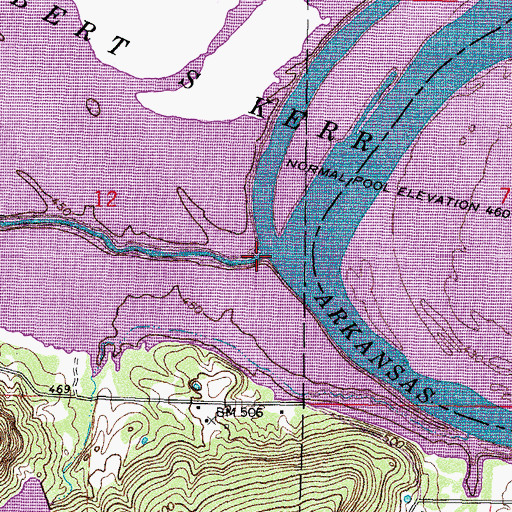 Topographic Map of Little Sans Bois Creek, OK