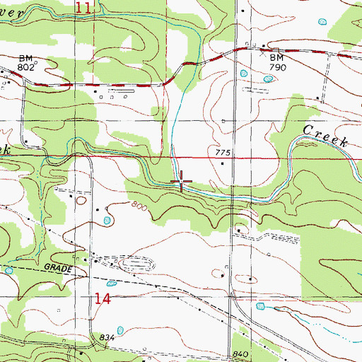 Topographic Map of Little Silver Creek, OK