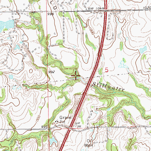 Topographic Map of Little Stillwater Creek, OK