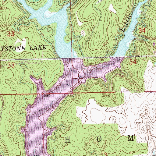 Topographic Map of Little Waresha Creek, OK