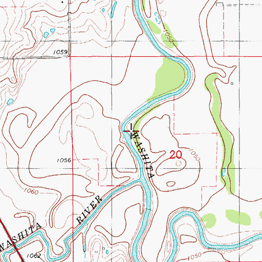 Topographic Map of Little Washita River, OK