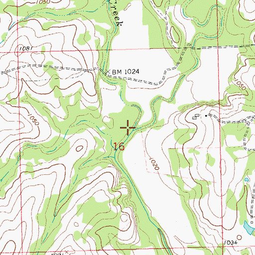 Topographic Map of Little West Blue Creek, OK