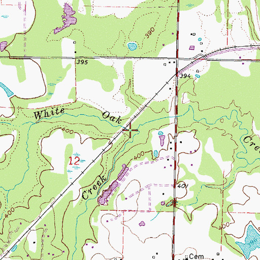 Topographic Map of Little White Oak Creek, OK