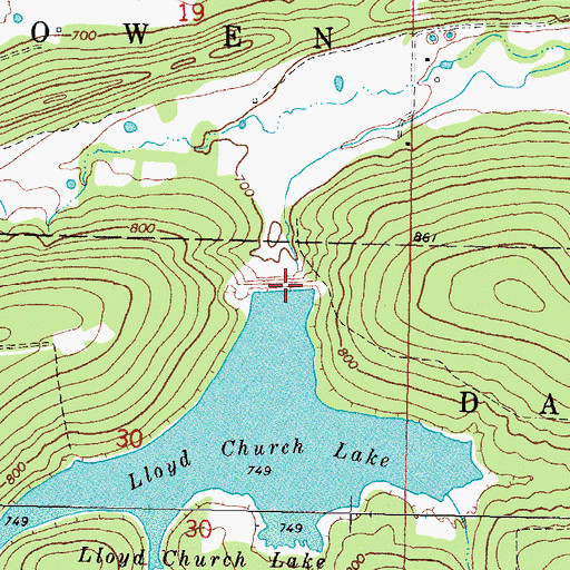 Topographic Map of Lloyd Church Lake, OK