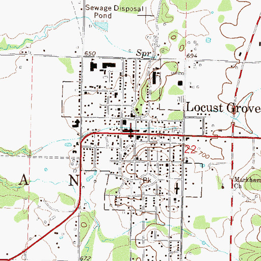 Topographic Map of Locust Grove, OK