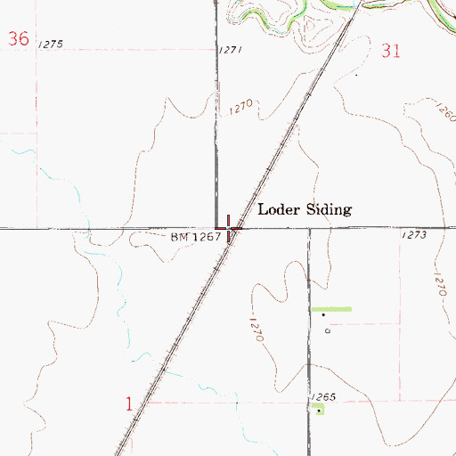 Topographic Map of Loder Siding, OK