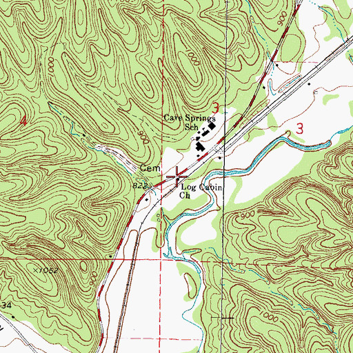 Topographic Map of Log Cabin Church, OK