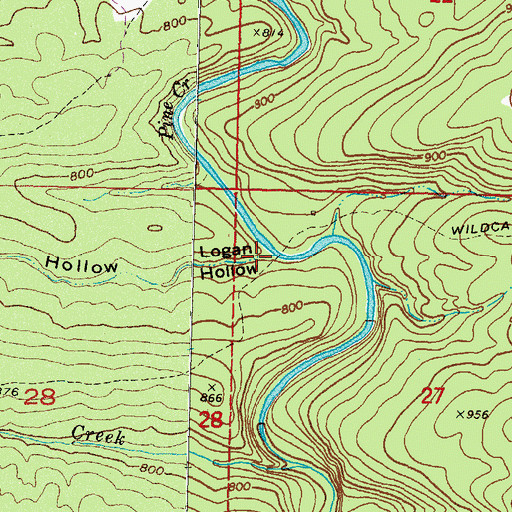 Topographic Map of Logan Hollow, OK