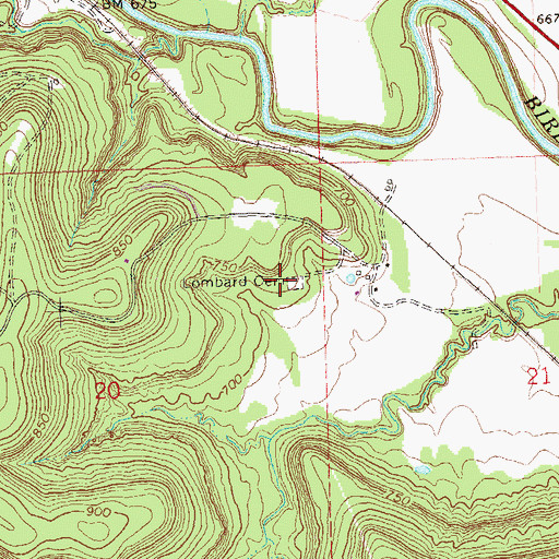 Topographic Map of Lombard Cemetery, OK