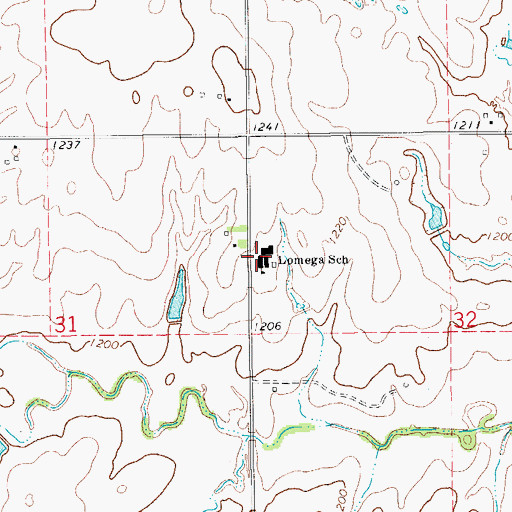 Topographic Map of Lomega Elementary School, OK