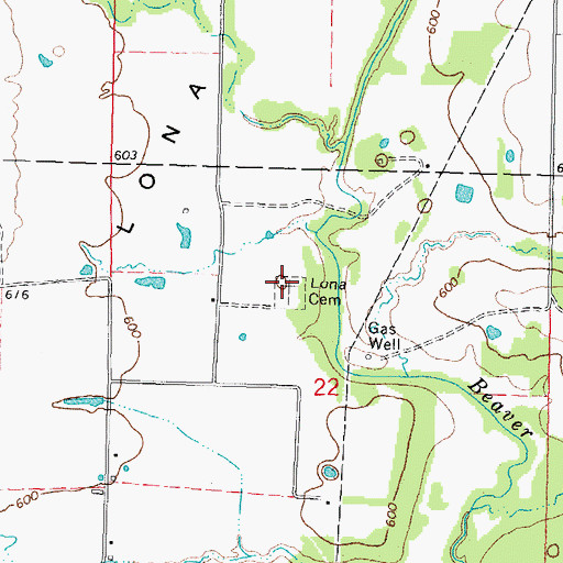 Topographic Map of Lona Cemetery, OK