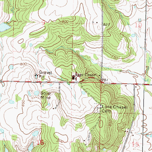 Topographic Map of Lone Chapel, OK