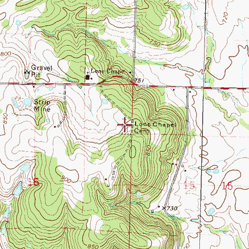 Topographic Map of Lone Chapel Cemetery, OK