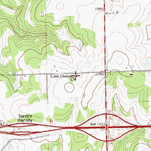 Topographic Map of Lone Chimney Church, OK