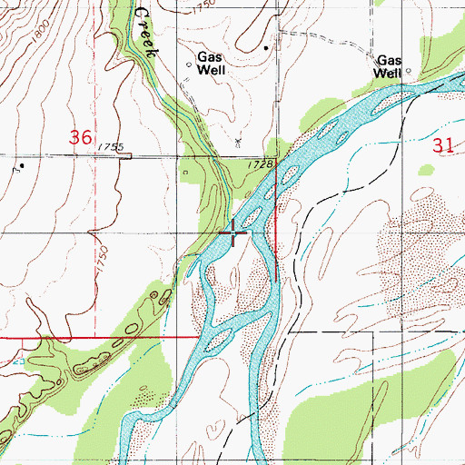 Topographic Map of Lone Creek, OK