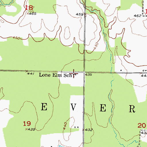 Topographic Map of Lone Elm School, OK